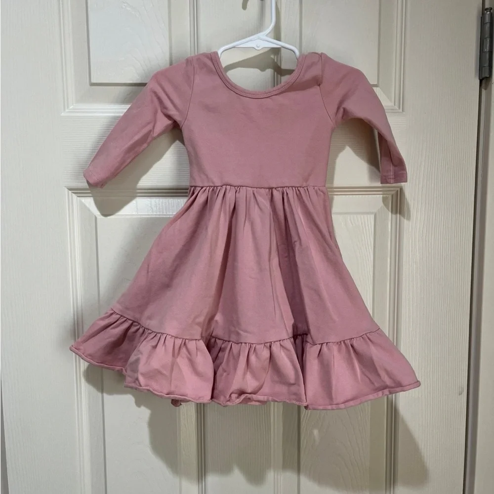 GIRLHOOD Long Sleeve Girls Charm Twirl Pocket Dress Pink Size 2